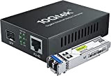 10Gtek Gigabit Ethernet Fiber Media Converter con 1Gb SFP LC Monomodale Modulo, 10/100/1000M RJ45 a 1000Base-LX, Fino a 20km, con ...
