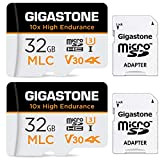 [10x Alta Resistenza] Gigastone MLC Micro SD 32 GB, Set da 2, 10x High Endurance, per Telecamera Sorveglianza, Gopro, Dashcam, ...