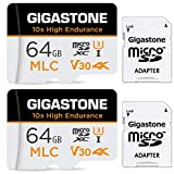 [10x Alta Resistenza] Gigastone MLC Micro SD 64 GB, Set da 2, 10x High Endurance, per Telecamera Sorveglianza, Gopro, Dashcam, ...