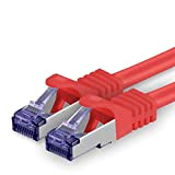 1aTTack.de Cat.7 Cavo di Rete 20m - rosso - 1 Pezzo - Ethernet LAN Cat.7 SFTP PIMF LSZH Spina RJ45 ...