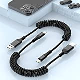 2 Confezioni Di Cavo Di Ricarica Per iPhone A Spirale, [Certificato MFi] Cavo Da Lightning A USB Originale, Cavo A ...