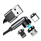 2 Metri di Cavo Magnetico Rotante 360° 3 in 1 | Cavo USB Tipo C, Micro, iOS Ricarica Rapida Connettore ...