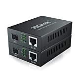 [2 Pack] Gigabit Ethernet Fiber Media Converter SFP Slot, 10/100/1000M RJ45 a 1000M SFP, con Adattatore di Alimentazione Europeo, 2pcs