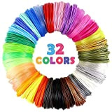 32 colori 3D Pen PLA filamenti di ricarica, ogni colore 10 piedi, totale 97,5 m, confezione da 4 tappi per ...