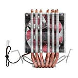 6 Heatpipe 3Pin Ventola di raffreddamento della CPU del computer, ventola del radiatore della CPU Wind Force 2200rpm, per Int ...