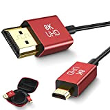 8K Cavo Micro HDMI a HDMI, Ultra Sottile Micro HDMI Cavi, 8K@60Hz, 4K@120Hz, 48Gbps, Flexible Hyper Slim HDMI 2.1 Cable ...
