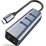 ABLEWE Adattatore USB C Ethernet, con 1000Mbps LAN e 3 Porte USB 3.0, Adattatore Ethernet USB C Gigabit RJ45 per ...