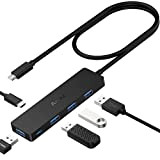 Aceele Hub USB C, Maschio Tipo C Ultrasottile, Cavo lungo 0.6 m, 4 Porte USB 3.0 & Ricarica Micro USB, ...