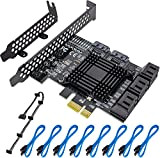 ACTIMED 8 porte SATA Scheda controller PCIE SATA, controller SATA 3.0 6 Gbps, Viene fornito con 8 cavi dati SATA, ...