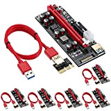 ACTIMED PCIE Riser / GPU Riser 16x su 1x (6PIN/MOLEX/SATA) con 10 Condensatori / Luci Colorate RGB e Cavo USB ...