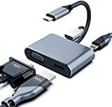 Adattatore da USB C a VGA 4 in 1, KYYKA adattatore hub da USB-C a HDMI/VGA/USB/TYPE C compatibile per MacBook ...