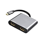 Adattatore USB C a doppio HDMI, 4 in 1 USB Tipo C Hub con 2 HDMI (4K a 30Hz)/USB3.0/PD di ...