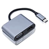 Adattatore USB C a HDMI VGA, KYYKA USB C Splitter 1 in 2 Out con HDMI 4K e VGA 1080P, ...