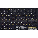 AdesiviTastiera.it - Adesivi tastiera fondo nero lettere gialle(Russo/Ucraino) bianche(Italiano)