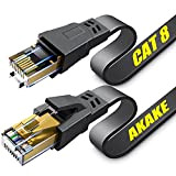 Akake Cavo Ethernet Cat 8, cavo di rete Internet piatto ad alta velocità da 2M, cavo LAN professionale, 2000 Mhz ...