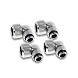 Alphacool Eiszapfen 16mm HardTube compression fitting 90° rotatable G1/4 for Acryl/Brass tubes - 4pcs Set Chrome