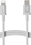 Amazon Basics - Cavo di ricarica Lightning/USB-C, certificato MFi, in nylon intrecciato, per iPhone 13/12/11/X/XS/XR/8, argento, 1,8 m