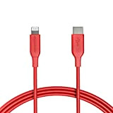 Amazon Basics - Cavo di ricarica Lightning/USB-C, certificato MFi, per iPhone 13/12/11/X/XS/XR/8, Type-C, Carica Rapida, supporta Power Delivery, rosso, 1,8 ...