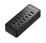 Amazon Basics - Hub USB-A 3.1, 7 porte, con alimentatore - 36 W (12 V/3 A), Nero