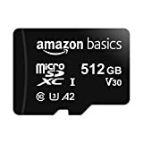 Amazon Basics - MicroSDXC, 512 GB, con Adattatore SD, A2, U3, velocità di lettura fino a 100 MB/s