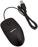Amazon Basics - Mouse ottico nero con USB e 3 pulsanti per Windows e Mac OS X