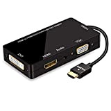 Angusplay Adattatore HDMI, Multiporta da HDMI a VGA DVI HDMI Sincrono con Audio 4 in 1 Convertitore Video 1080p per ...