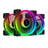 anidees AI Aureola Duo 140mm 3pcs RGB PWM Ventola a Doppio Loop Luminoso Compatibile con Header RGB indirizzabile 5V 3pins, ...