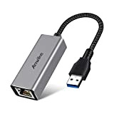 ANWIKE Adattatore USB da A a Ethernet, alluminio adattatore di rete LAN USB3.0 Gigabit RJ45 Compatibile MBP 2016/2017/2018 - grigio