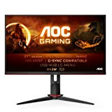 AOC Gaming 27G2U - Monitor FHD da 27 pollici, 144Hz, 1ms, IPS, AMD FreeSync, regolazione altezza, altoparlanti, hub USB, ritardo ...