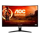 AOC Gaming CQ32G1 Monitor Curvo QHD (2560x1440) da 31,5 pollici, frequenza 144Hz., 1 ms., 2 porte HDMI, 1 DP, freesync, ...