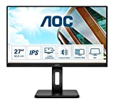 AOC Q27P2Q - Monitor QHD da 27", regolabile in altezza (2560 x 1440, 75 Hz, VGA, HDMI, DisplayPort, hub USB), ...