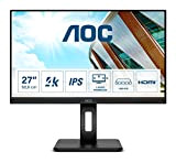 AOC U27P2CA - Monitor da 27 Pollici UHD, USB-C Docking Monitor, Height-Adjustable (3840 x 2160, 60 Hz, HDMI, DisplayPort, USB-C, ...