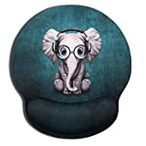 AOKSUNOVA Tappetino per mouse ergonomico con cuscino in gel, tappetino per mouse con poggiapolsi, motivo elefante