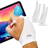 Articka Guanto da artista per tablet da disegno, iPad (protezione per macchie, due dita, riduce l'attrito, lycra elastica, buono per ...