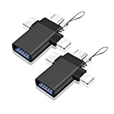 Askoppo Adattatore OTG USB C,Adattatore 3 in 1 Micro USB/IP/USB-C a USB 3.0 Femmina (2 Pezzi), Convertitore Adattatore da Micro ...