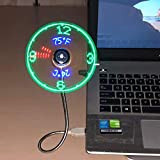 Attoe Ventilatore USB Programmabile, Mini USB LED Fan Message Desk-Fan con flessibile Gooseneck, Messaggio programmabile RGB LED Display funzione di ...