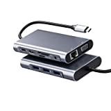 Audacio - Hub USB C 10 in 1 Adattatore con HDMI, VGA, Porta Ethernet Gigabit RJ45, 3 Porte USB, Lettori ...