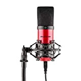 AUNA MIC-900-RD Microfono a condensatore con USB per registrazione, applicazioni Podcast, streaming audio (cardioide, capsula da 16 mm, Plug & Play, ...