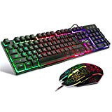 BAKTH Tastiera e Mouse da Gioco, Colore da Arcobaleno LED Retroilluminato USB Gaming Tastiera e Mouse per Videogiochi o Lavoro, ...