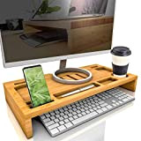 bambuswald© Supporto per Monitor, in bambù, Appoggio Rialzato per Laptop, Notebook, Supporto per Schermi, con Vano di Stoccaggio, Organizer da ...