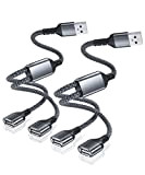 BASESAILOR Cavo USB Splitter Y 0.3M/2PCS,Cavo Prolunga USB A 1 Maschio a 2 Dual Femmina,Doppia Porta Multipresa USB Sdoppiatore,Caricatore Dati ...