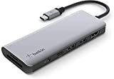Belkin Hub Multiporta 7 in 1 USB-C (con HDMI 4K, USB-C, 2 x USB-A, Audio da 3.5 mm e Slot ...