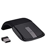 Bewinner Mouse Touch Wireless Pieghevole, Mouse ergonomici Pieghevoli fotoelettrici da 1000 DPI con Ricevitore USB per PC/Notebook/Smart TV(Nero)
