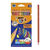 BIC 950522 Kids Evolution Stripes matite colorate, colori assortiti (confezione da 12)