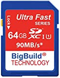 BigBuild Technology 64GB Ultra Fast SDXC 90MB/s scheda di memoria compatibile con Panasonic Lumix DC-TZ95, Panasonic Lumix DC-TZ95 DC-ZS80 Fotocamera