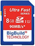 BigBuild Technology 8GB Ultra Fast 90MB/s Scheda di Memoria per Canon Digitale IXUS 185 Fotocamera, Classe 10 SD SDHC