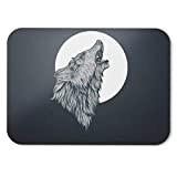 BLAK TEE Anime Wolf Hawling To a Large Moon Mouse Pad 18 x 22 cm in 3 Colours Nero