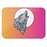 BLAK TEE Anime Wolf Hawling To a Large Moon Mouse Pad 18 x 22 cm in 3 Colours Pink Giallo