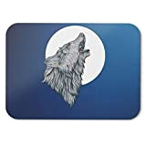 BLAK TEE Anime Wolf Hawling To a Large Moon Mouse Pad 18 x 22 cm in 3 Colours Blu