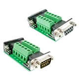 BUELEC DB9 Female And Male Connector In One Breakout Board,RS232/RS485/CAN/RS422 With DB9 Connector To Terminal Board Signal Module (DB9Female/Male 2PCS)